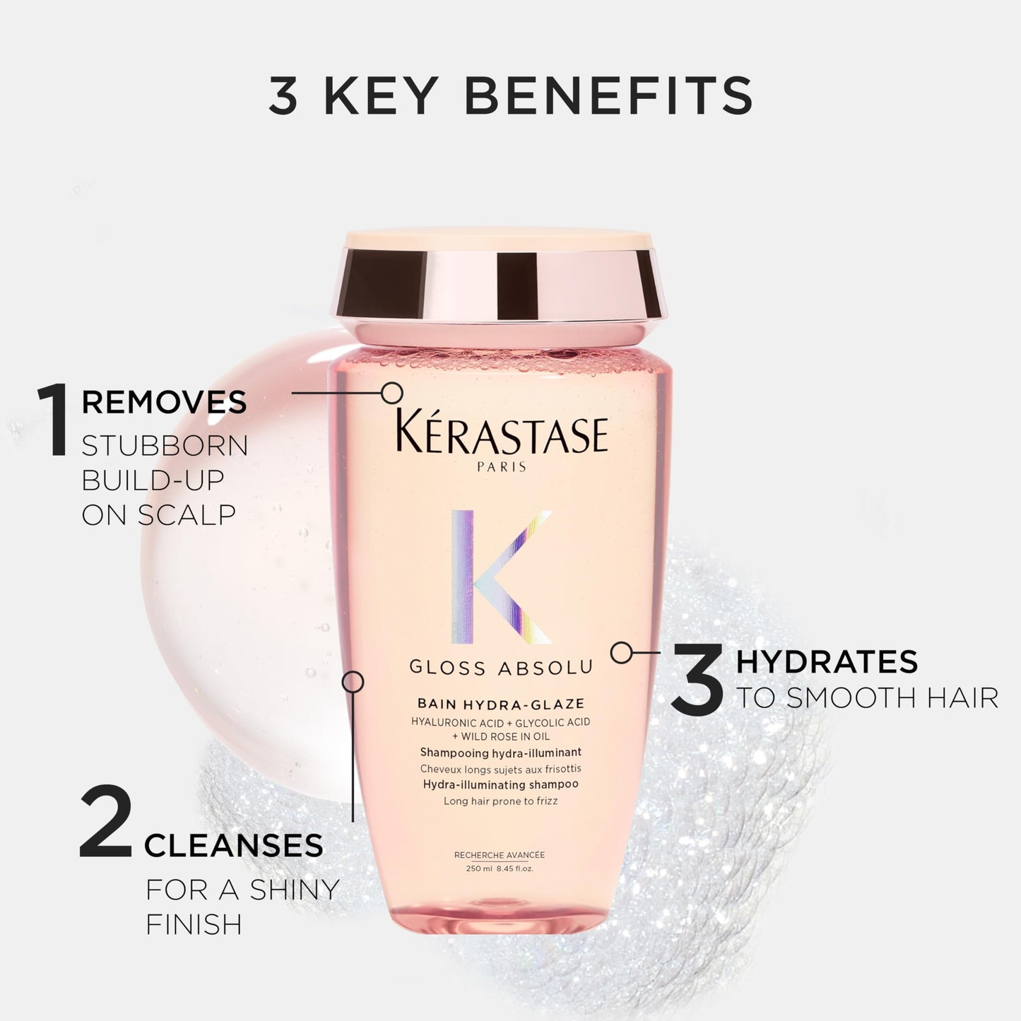 Kerastase Gloss Absolu High-Shine Anti-Frizz Shampoo - Cleanses & Reveals Ultimate Shine, For Glossy & Bouncy Hair, 2.5 Fl Oz, Travel Size