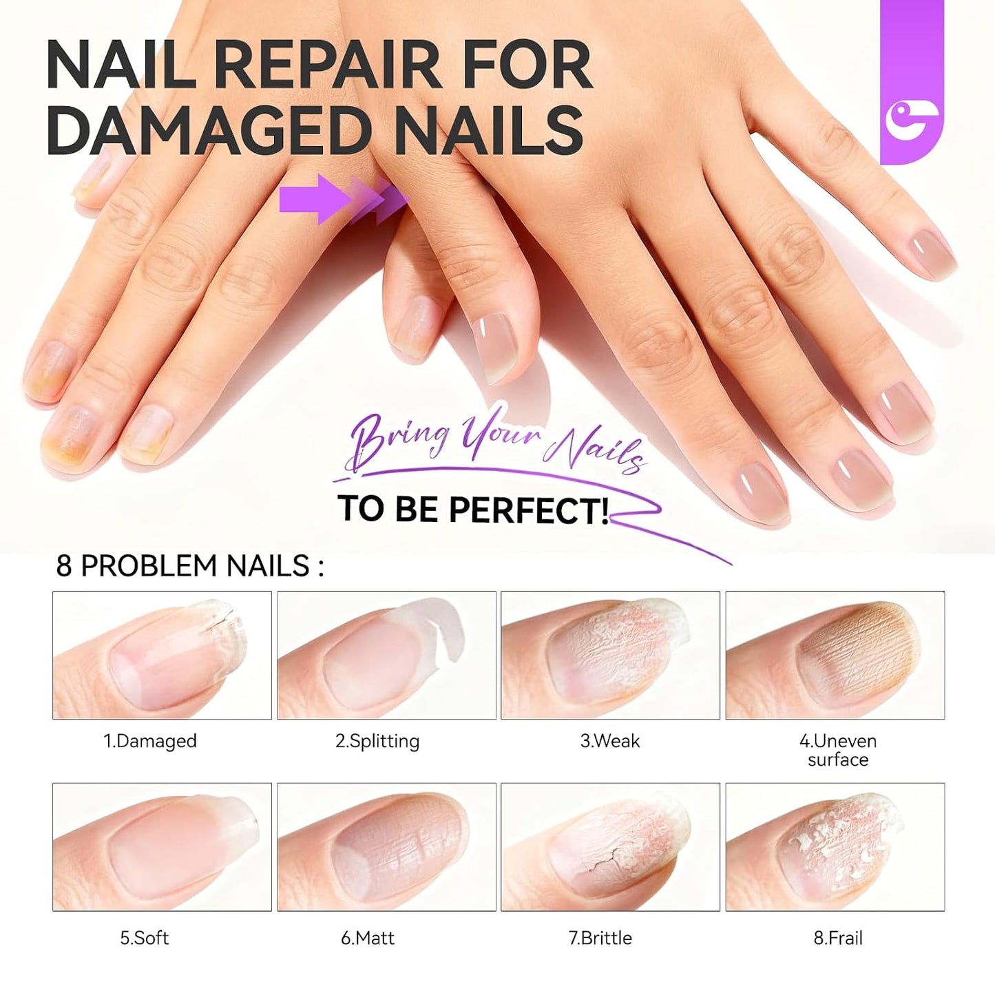 Nail Strengthener & Growth | Extra Strong Protein Hardener for Damaged Nails - Nude Pink 15ml - Quick Dry Ridge Filler