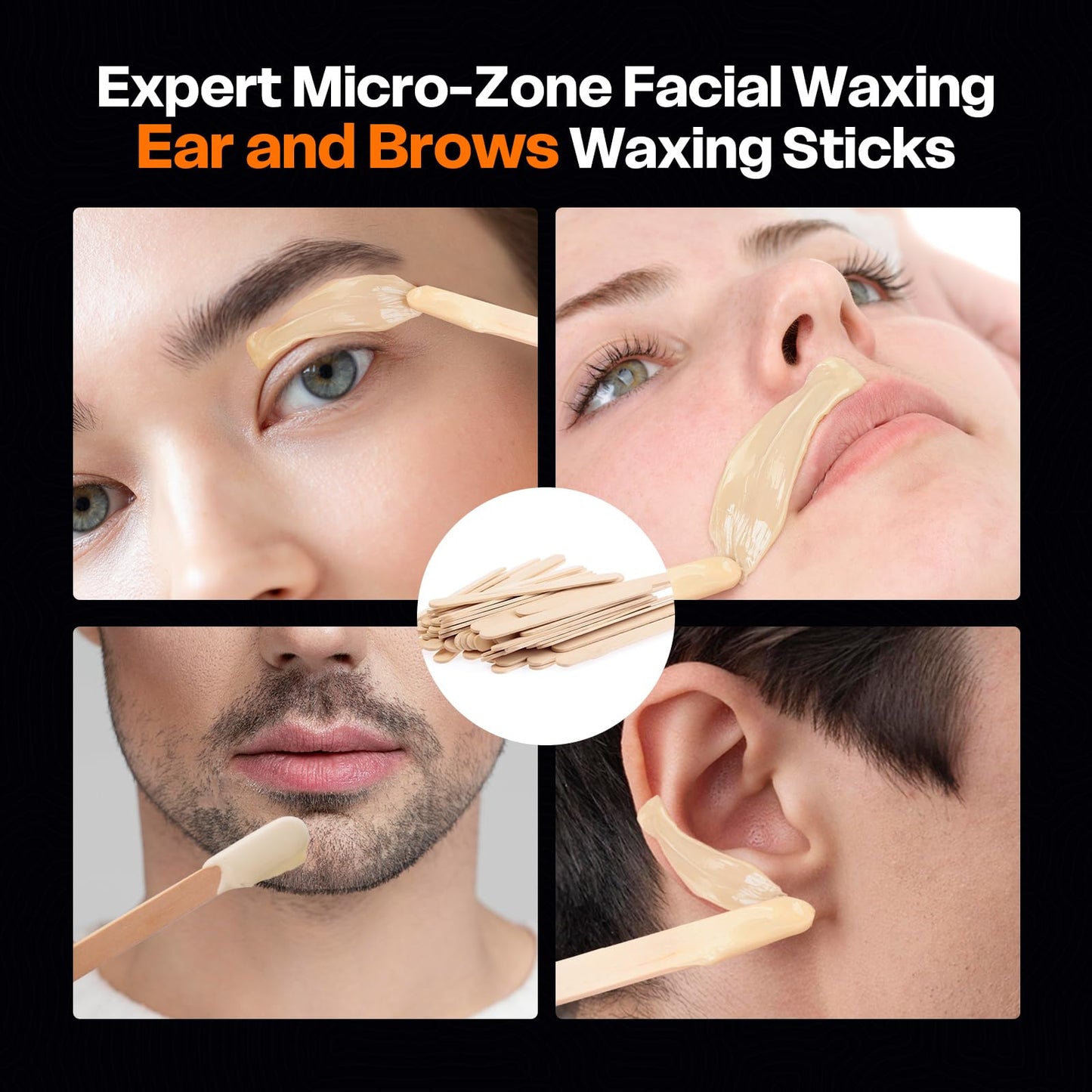 Wokaar Ear Hair Removal Kit for Nose and Eyebrow | 100 g Wax, 30 Sticks | Nose Wax Kit for Men and Women | Includes Balm Wipes,Earplugs, Ear Protectors | Lasts up to 5 Weeks | No Microwave Needed
