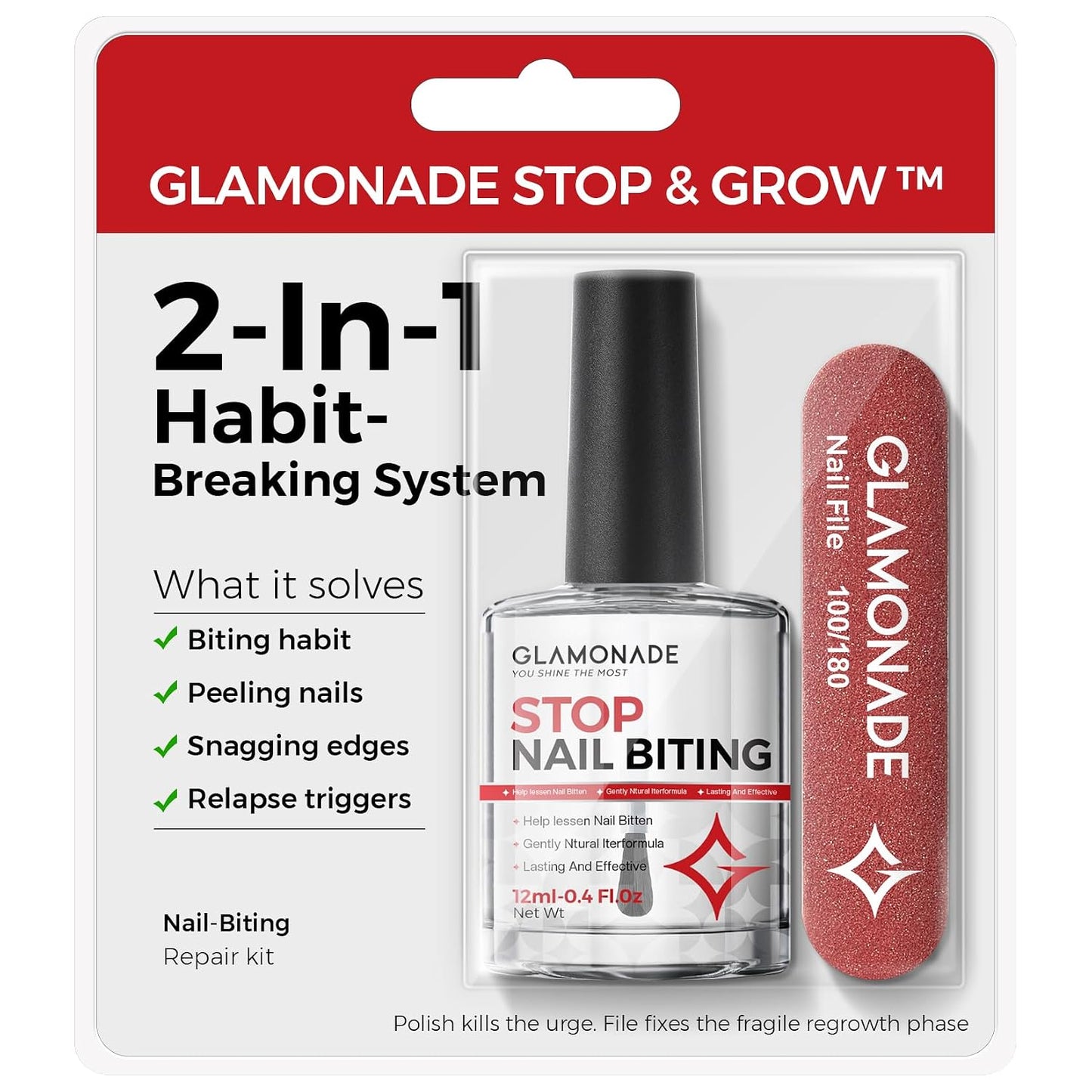 Nail Biting Prevention for Kids - 12ml Extra Bitter No Bite Nail Polish | Long-Lasting Matte Clear Strength & Habit Breaker Aid