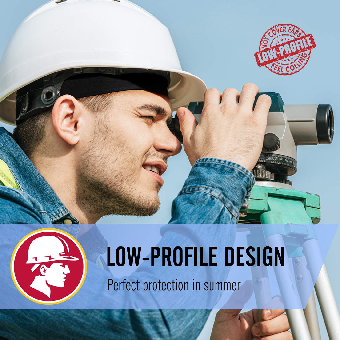Low-Profile Cooling Helmet/Hard hat Liner, Stretch Working Cap, Summer Sweat Wicking Skull Cap, Running Beanie Sun Protection (Light Grey, 1)