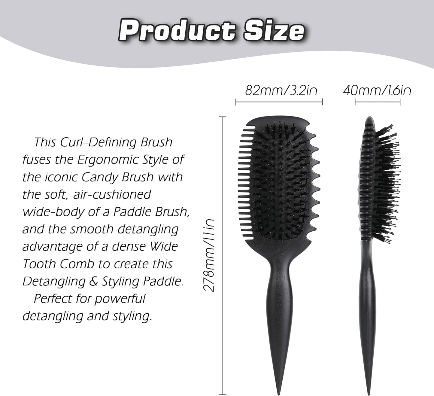 Curl Defining Hair Brush - Effortless Detangling & Styling for All Hair Types | Reduces Frizz & Pulling