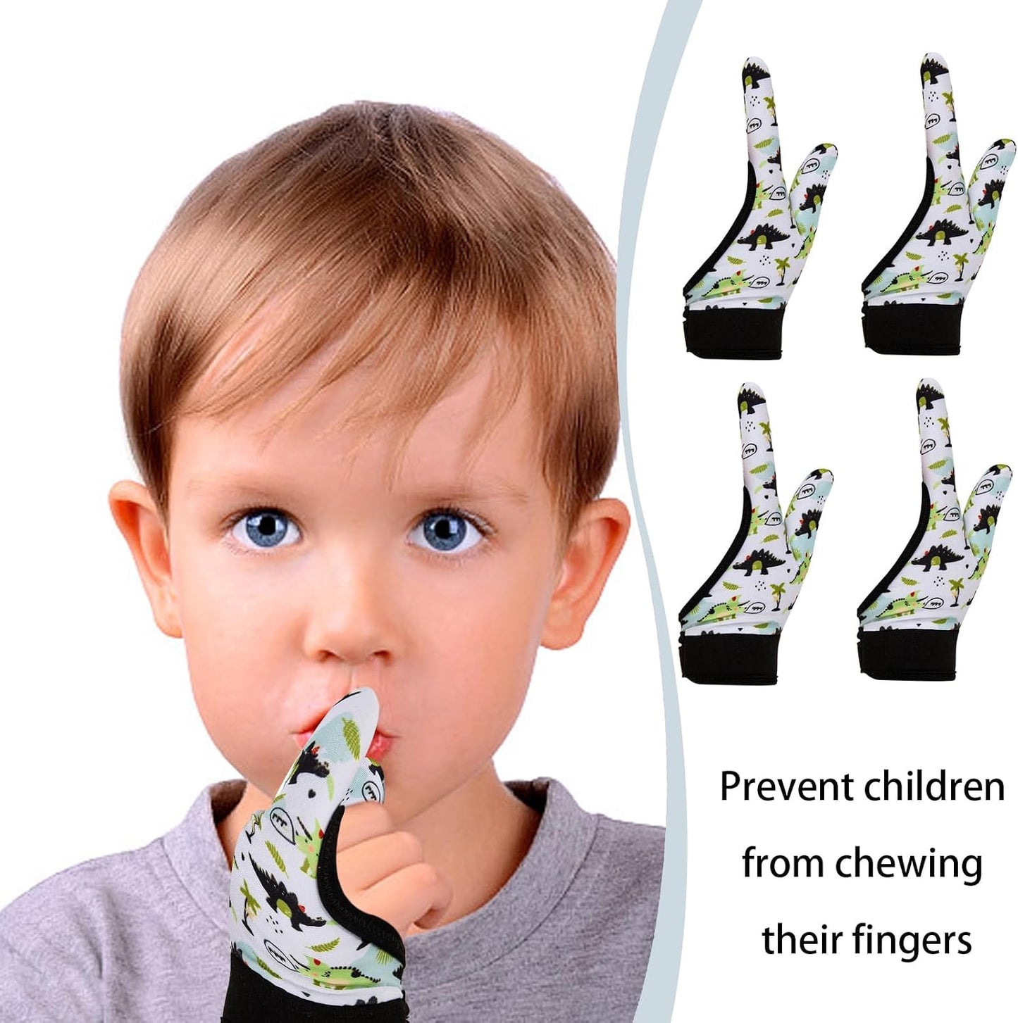 Thumb Sucking Guard Gloves for Kids | 4-Pack Anti-Thumb Sucking & Nail Biting Protection | Ages 5-12