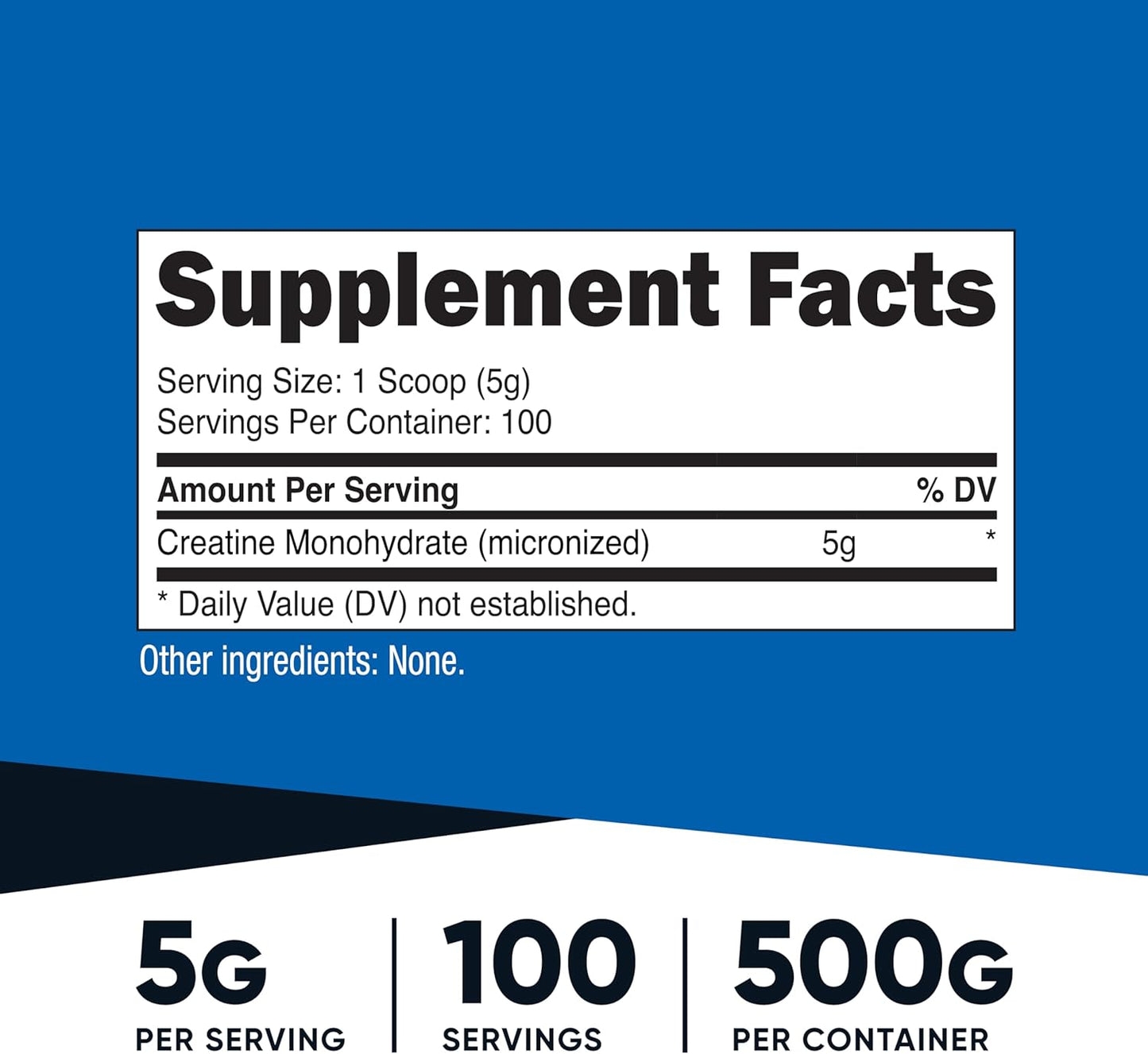 Creatine Monohydrate Micronized Powder - 5000mg Per Serving | 500g (17.9 Oz) - 100 Servings