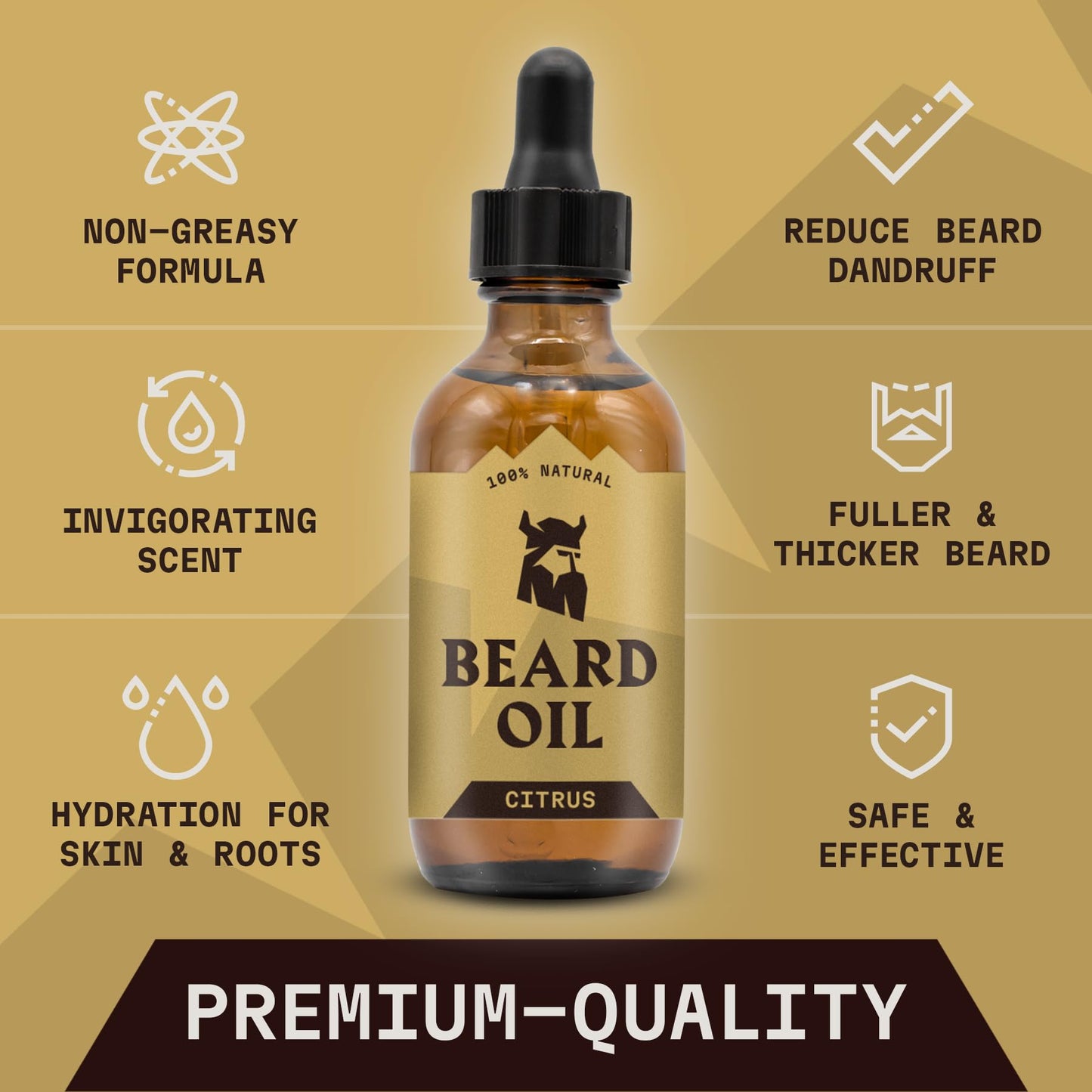 Striking Viking Citrus Beard Oil for Men - 2 Fl Oz - Moisturizing & Softening Formula - Supports Fuller Beard Growth - Soothing Tea Tree & Jojoba Oil Infusion