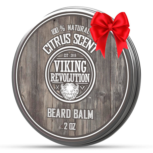 Viking Revolution Citrus Beard Balm - Beard Butter with Argan Oil, Beard Softener for Men with Jojoba Oil - Beard Moisturizer for Men with Beeswax - Beard Wax for Men with Mango Butter (2oz, 2 Pack)