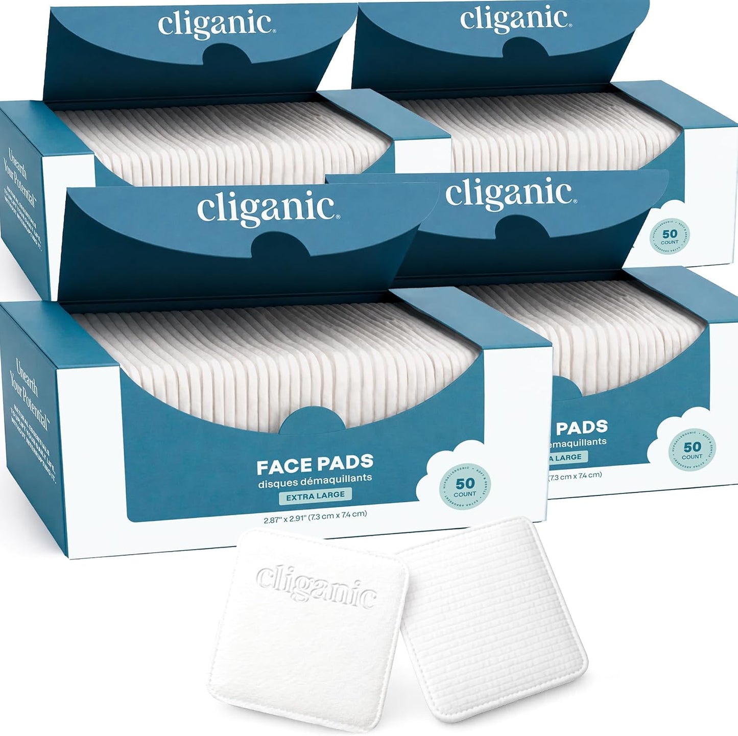 Cliganic Premium Cotton Rounds - Hypoallergenic Makeup Remover Pads, Lint-Free | 600 Count