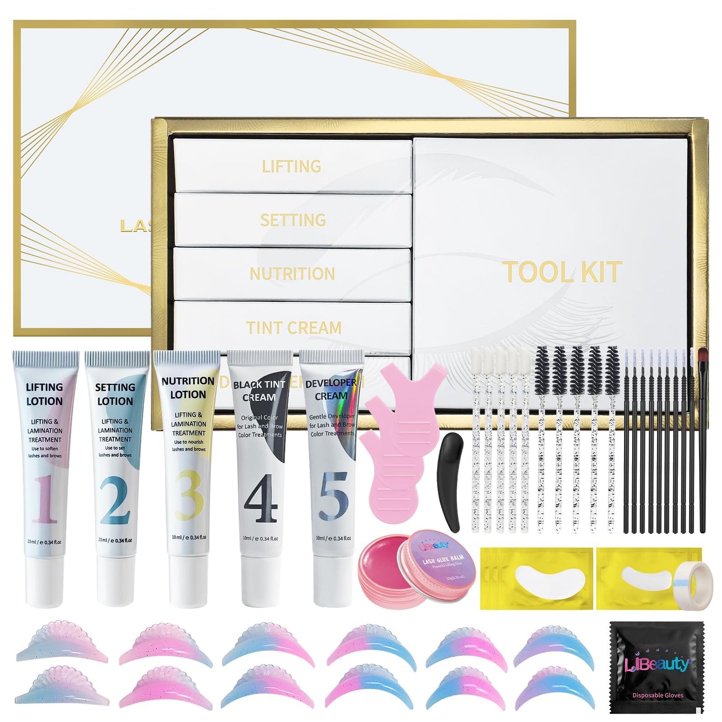 Lash Lift and Color Kit, Brow Lamination Kit with Color, DIY Eyelash Perm Curling for Voluminous Lashes and Brows, Home and Salon Use – Libeauty