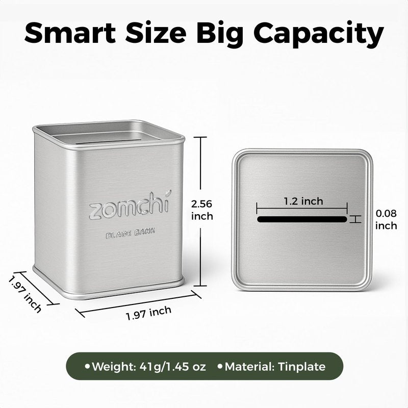 ZOMCHI Blade Disposal Container for Safety Razor Blade Storagement,Razor Blade Disposal Container (Silver)
