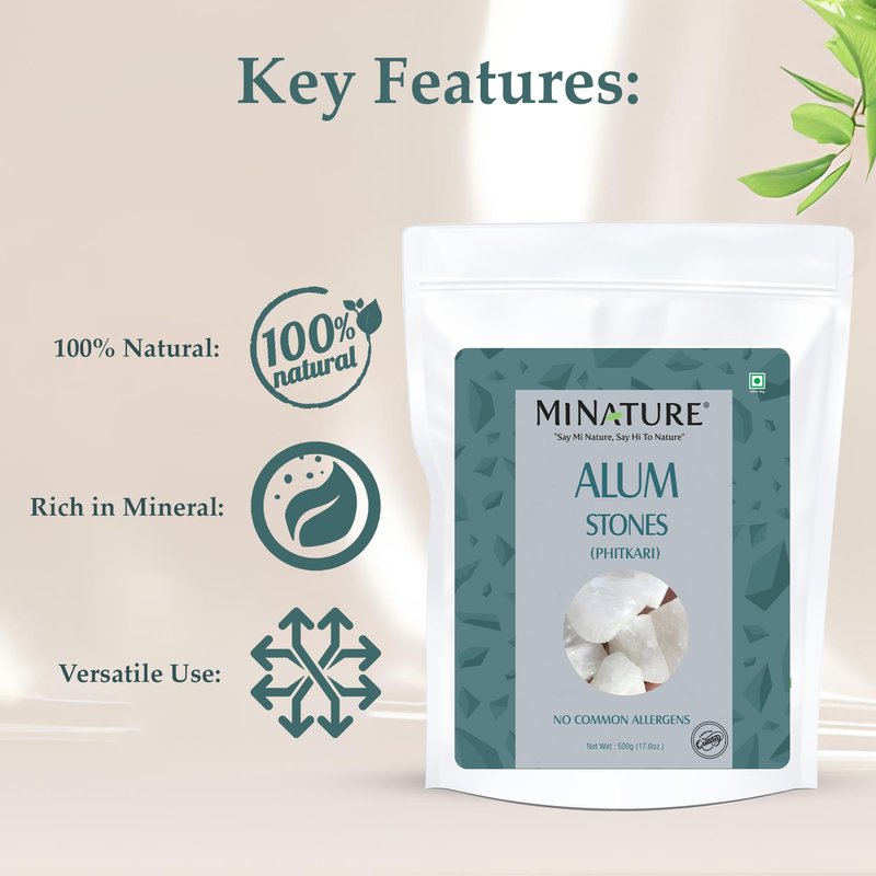 minature Potassium Alum Stone 500g |Phitkari Block| Pure Fitkari for Post Shave Care | Skin Care & Multiple Uses| Natural Deodorant