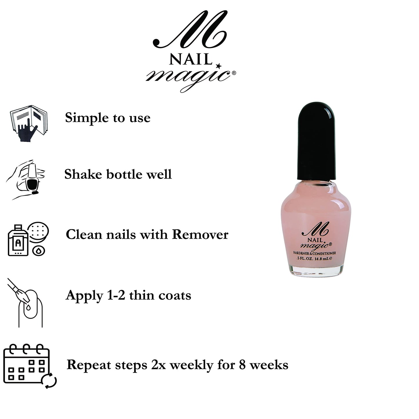 Nail Magic Nail Hardener & Conditioner, Assists with Chipping, Peeling, Brittle Fingernails, Strengthens, Conditions, & Hardens Nails, 0.5 fluid oz