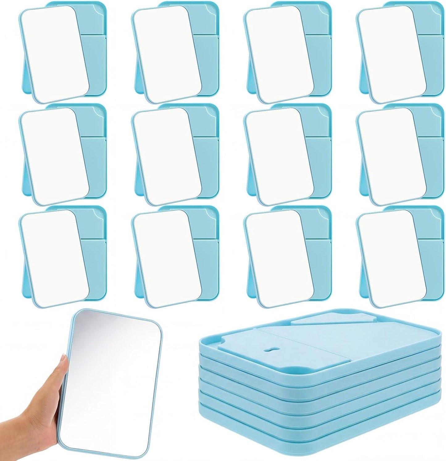 Cinnvoice 24 Pack Desktop Makeup Mirrors - 90° Adjustable Folding Vanity Mirrors | Portable for Travel & Spa (8")