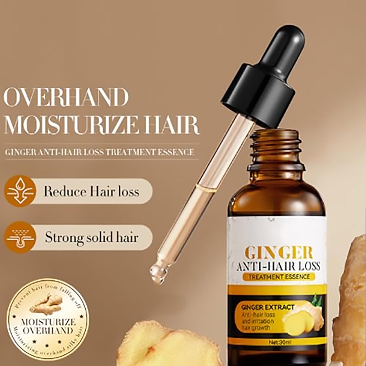 2 PCS Ginger Hair Treatment Oil, Hair Repair and Growth Serum for Dry, Damaged & Coarse Hair, Hair Essential Oil for All Hair Types, 1 Fl. Oz Each