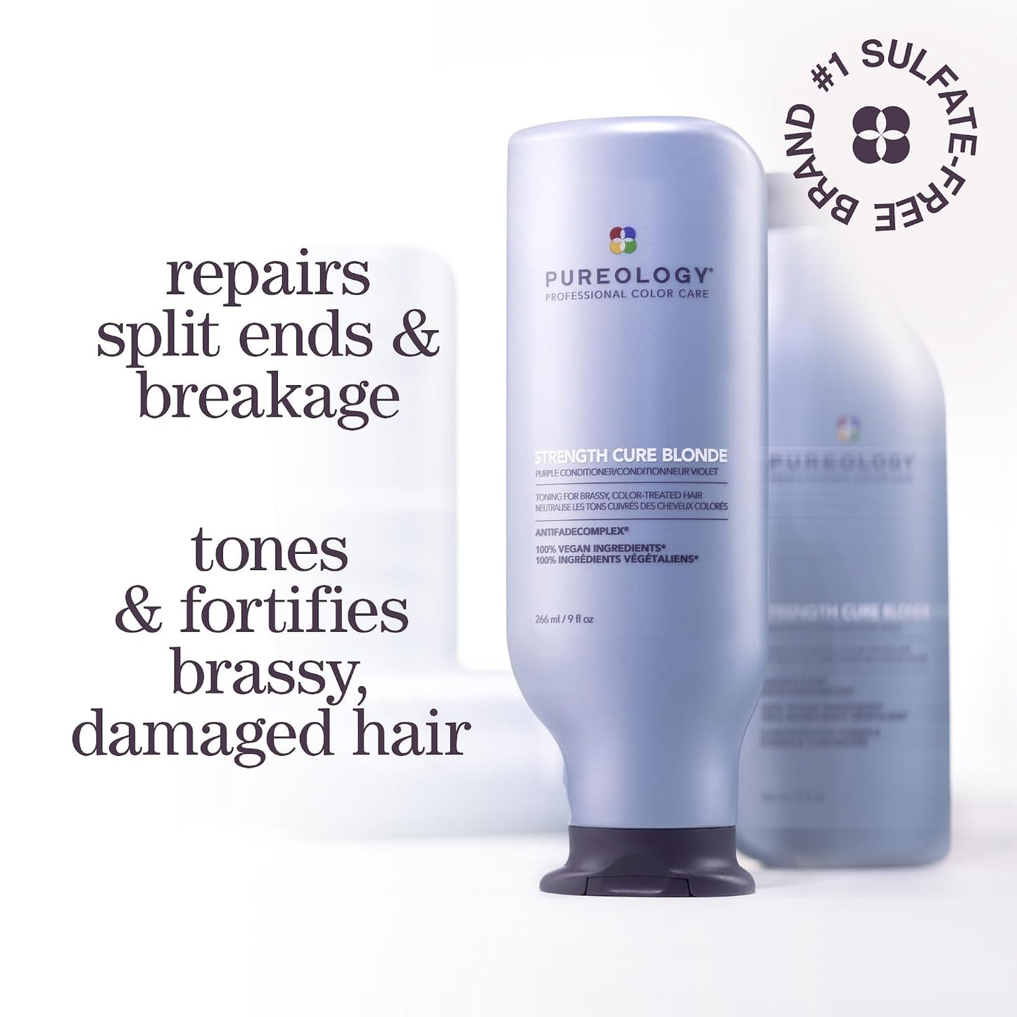 Pureology Strength Cure Blonde Purple Conditioner - Strengthens Blonde & Color-Treated Hair | Sulfate-Free & Vegan