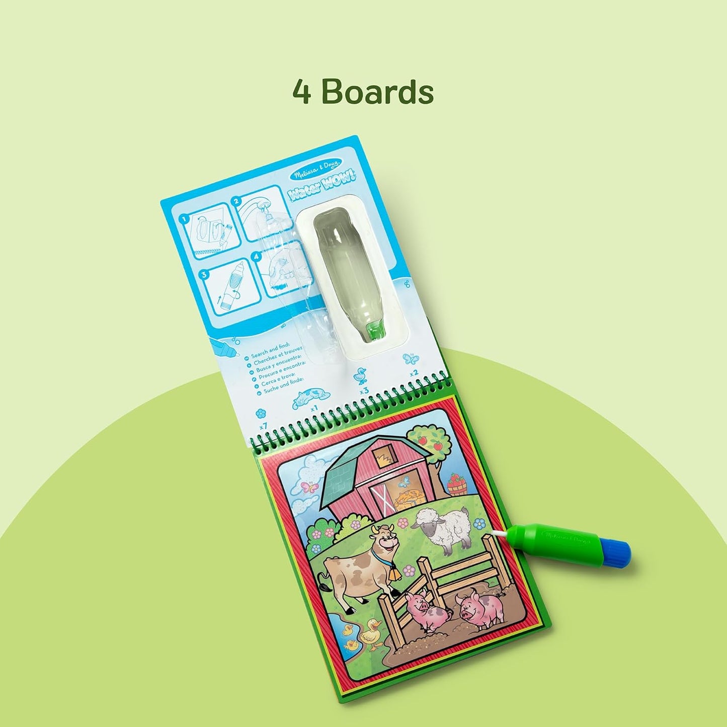 Melissa & Doug Water Wow! Mess-Free Coloring Book - Reusable Water-Reveal Activity Pad for Toddlers & Kids Ages 3+ | Animal Theme