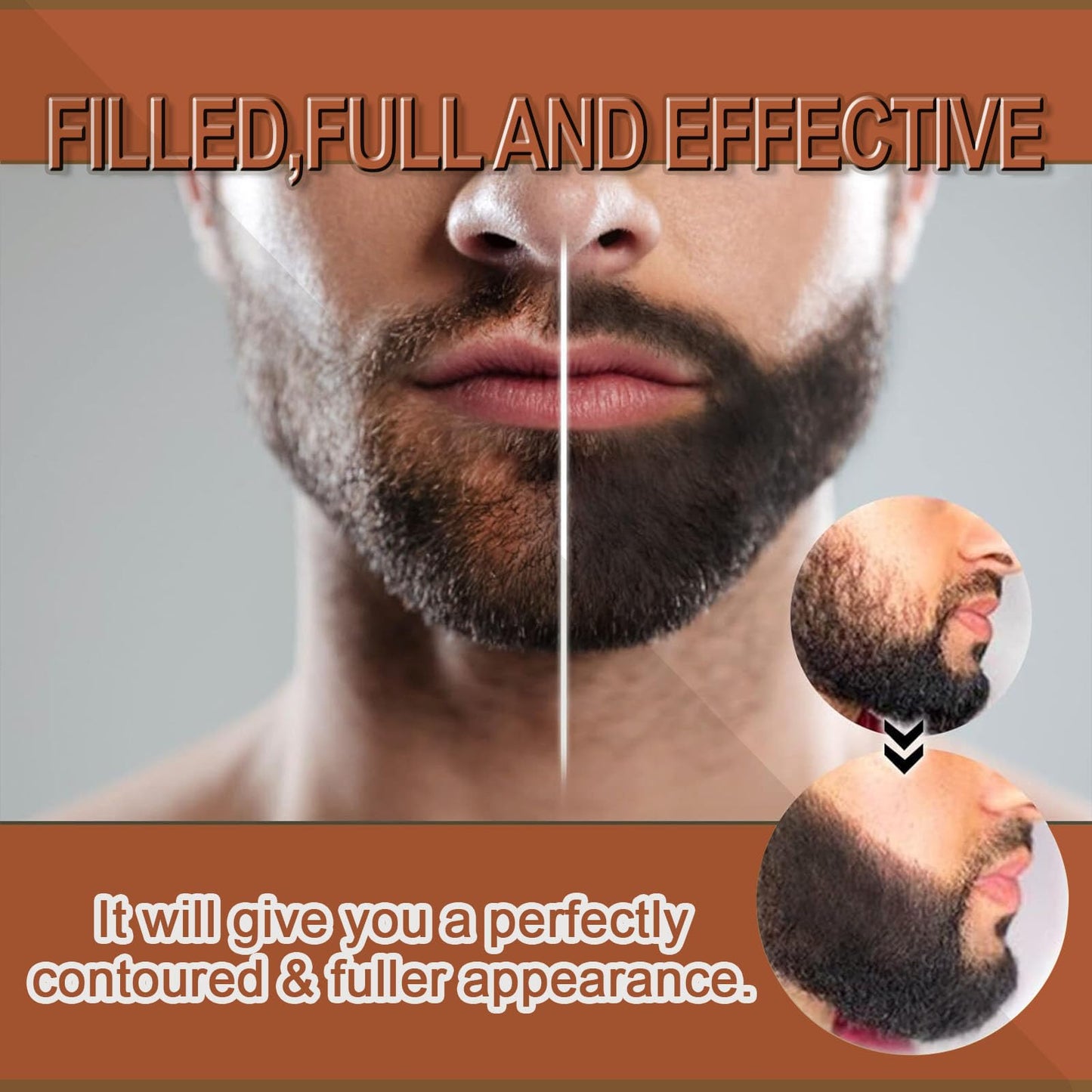 Black Beard Pencil Filler for Men - 2 PCS Beard Pen, 4-fork Tip Beard Styling Pen - Beard, Moustache & Eyebrows, Long Lasting Coverage Natural Finish, Waterproof Beard Pencil Kit for Father Male Gift