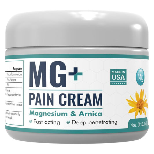 Mars Wellness MG+ Magnesium Cream Pain Relief - Extra Strength Magnesium and Arnica Cream - 4 OZ Tub - Neuropathy, Muscle Pain, and Leg Cramps Relief - 1 Pack