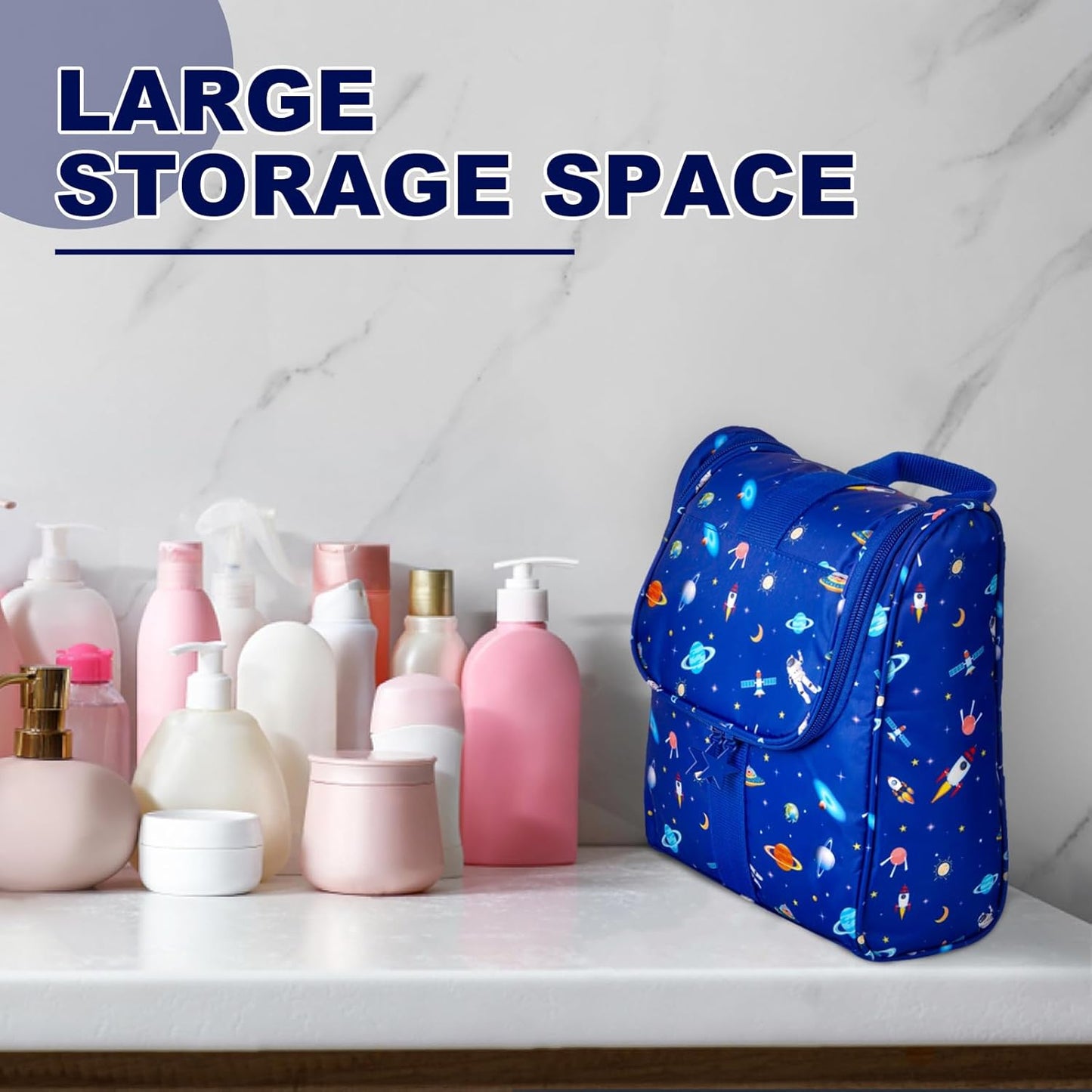 Cute Cartoon Kids Toiletry Bag - Astronaut Travel Cosmetic Organizer | Perfect for Boys & Girls