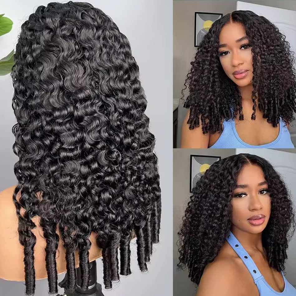 Burmese Curly Half Wig - 200 Density Human Hair | Beginner-Friendly 12 Inch Flip Over Design