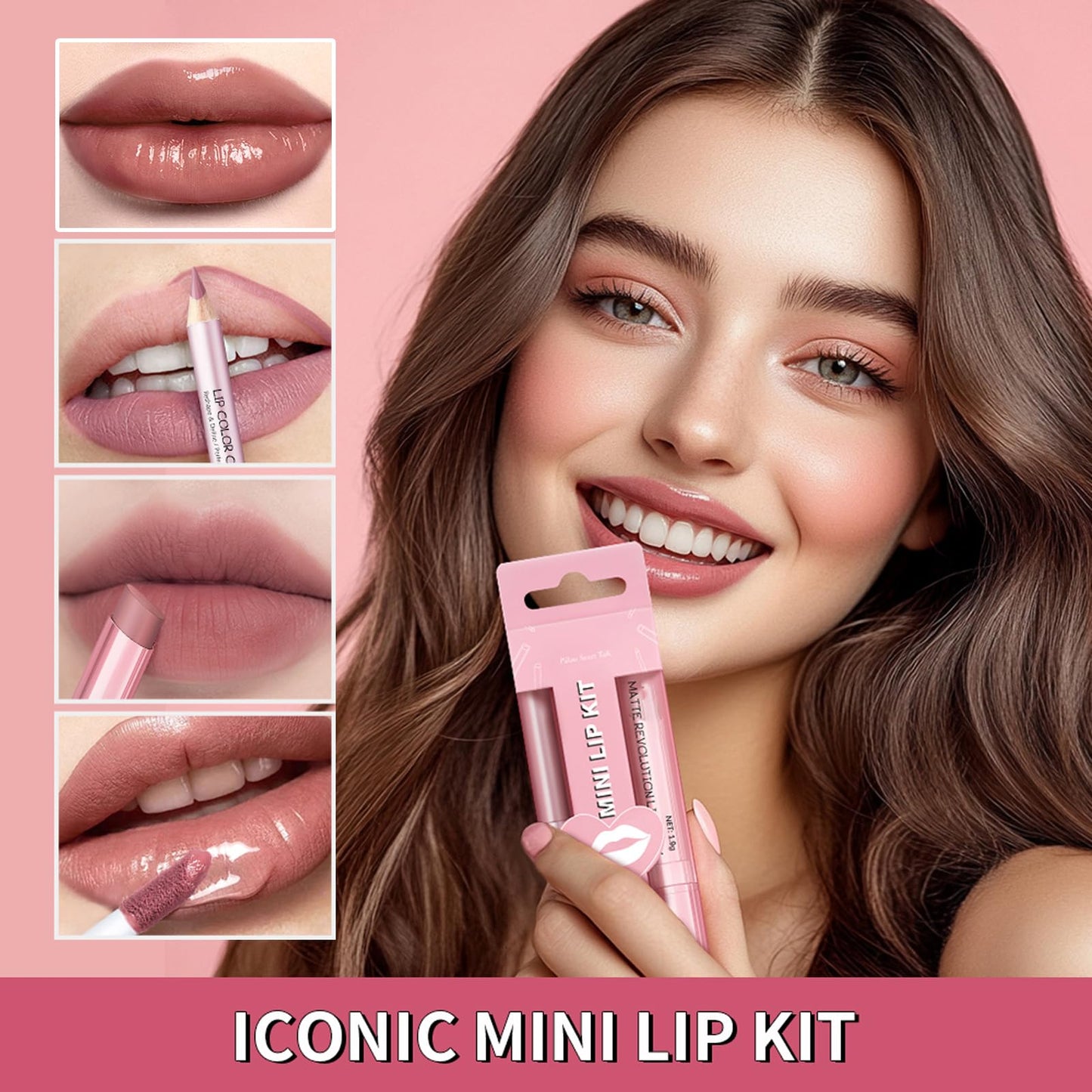 Bekoeen 3PCS Matte Liquid Lipstick Long Lasting Tinted Lip Balm & Lip Liner Set, Hydrating Lip Stain Non-Sticky, Lip Gloss for Women, Waterproof Lipstick Makeup