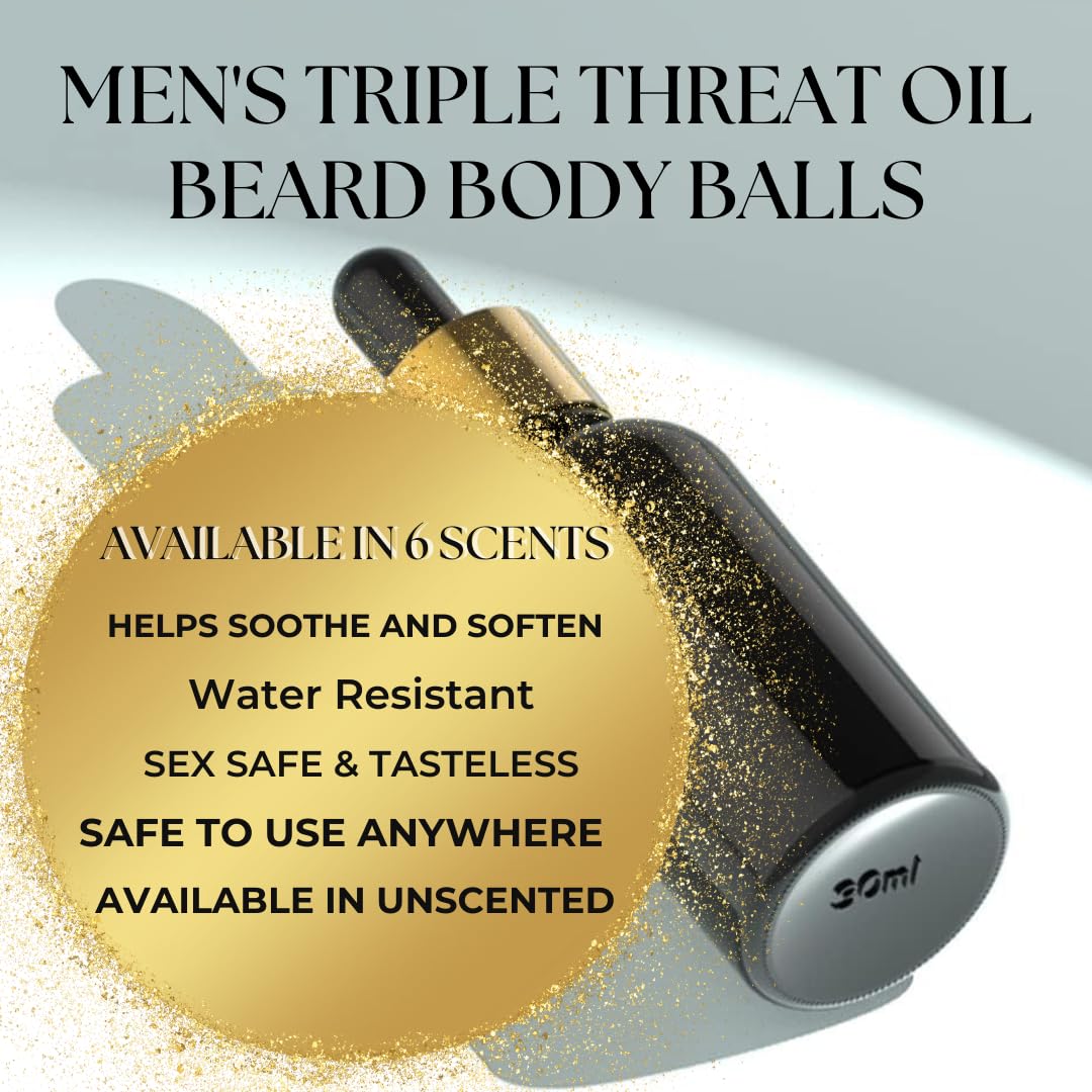 The Blush Spot - Men's Beard Body Balls Oil - Men's triple threat Oil - All-Natural - Softens, Strengthens, and Nourishes Hair & Skin 1 oz