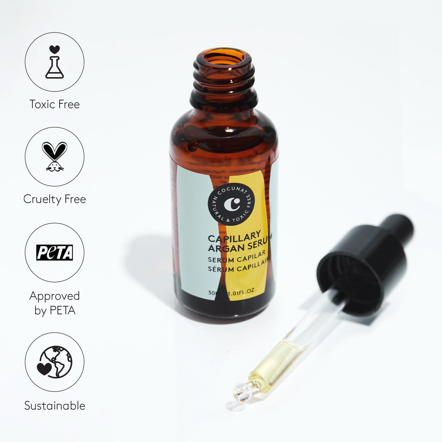 COCUNAT - Argan Hair Serum - 100% Natural Repairing Oils - For All Hair Types - Dry and Damaged - Nourishes and Moisturises - Silicone Free - 30 ml