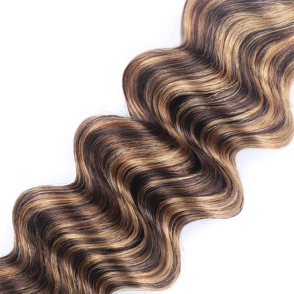 28 30 32 Inch P4/27 Highlight Blonde Bundles Human Hair Deep Wave 3 Bundles Brazilian Remy Hair 50 Grams/Bundle 10A Grade Unprocessed Virgin Hairs Blonde Deep Wave Bundle Weaves Extensions