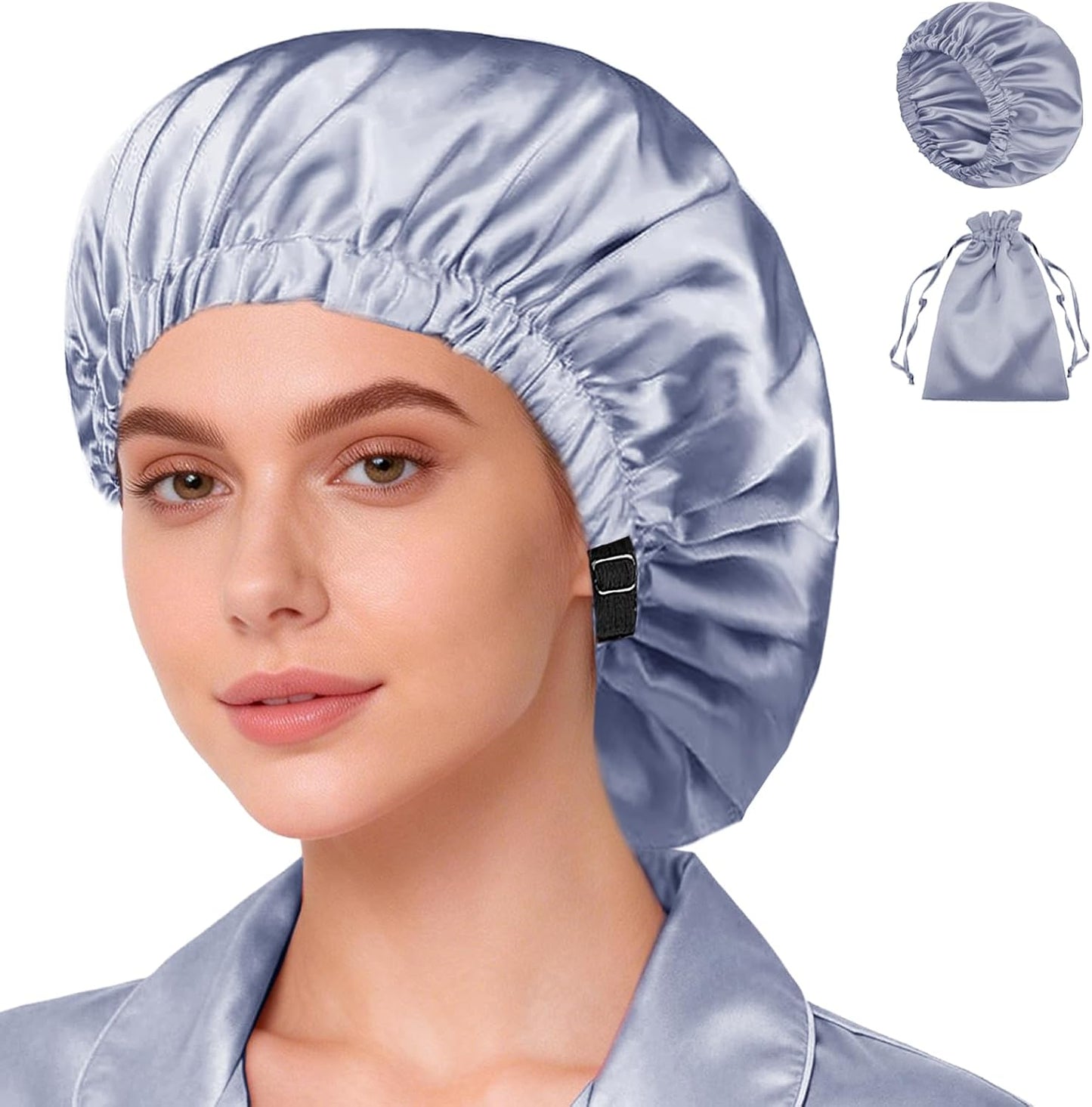 Silk Satin Bonnet Set - Soft Sleep Caps for Curly Hair | 2-Pack, Women's Night Bonnets