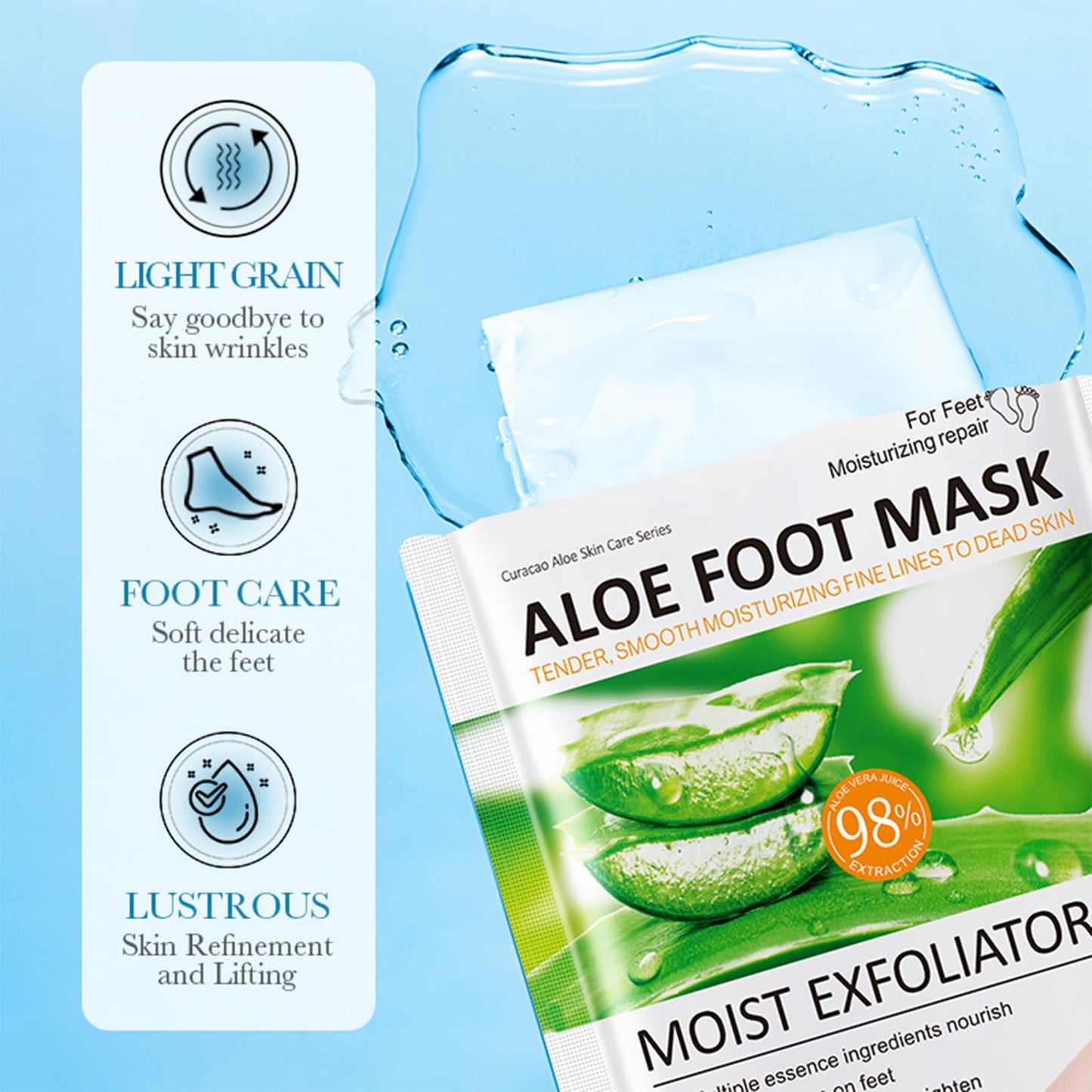 JoanofArc Moisturizing Foot Mask with Aloe Vera, Hydrating Foot Masks for Dry Cracked Feet, Foot Care Mask Skin Moisturizer for Soft and Smooth Touch Feet, Men Women, 4 Pairs
