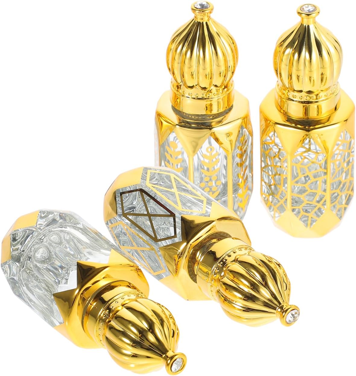 Essential Oil Roller Bottles - 4Pcs Refillable Glass Roll-On with Leak-Proof Metal Ball | Portable Travel Size for Aromatherapy