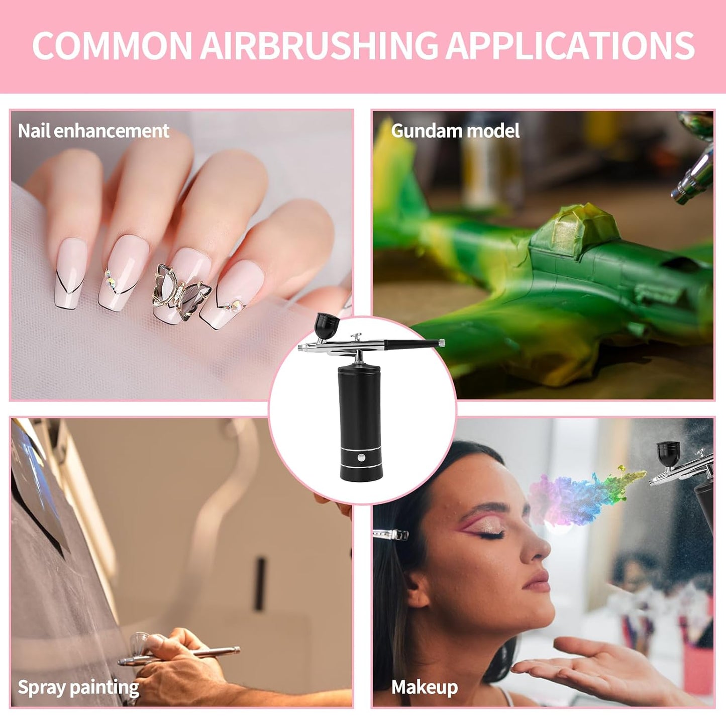 Airbrush Kit - Wireless Air Brush with Compressor for Nail Art, Makeup & Model Painting | Black