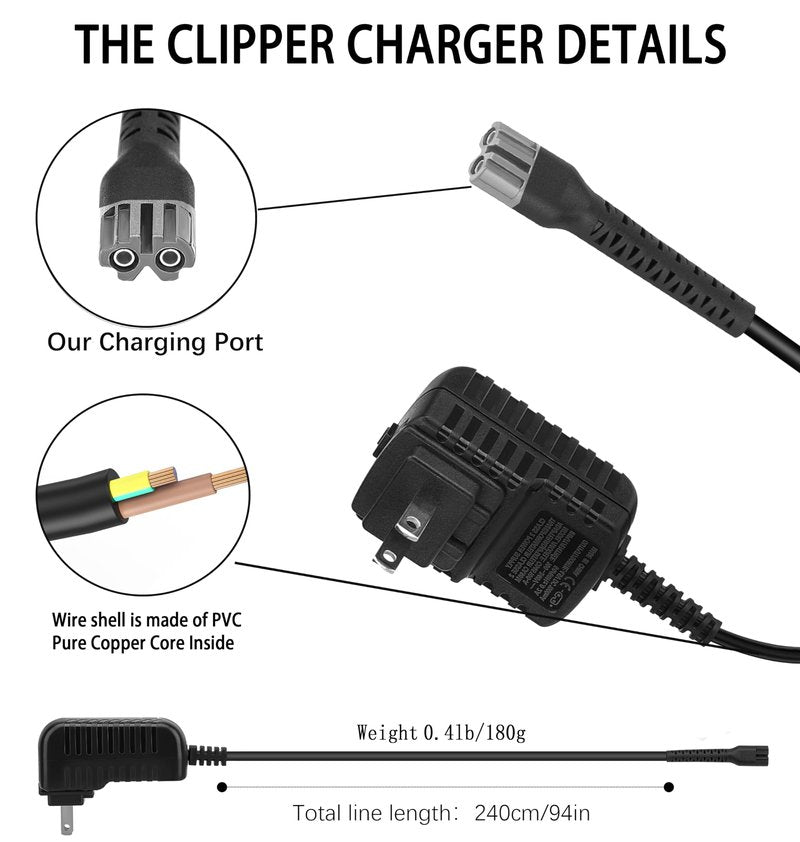 Kaynway 2PCS Replacement 5V Clipper Charger Stand Set for Wahl Senior Magic Clip Metal Edition Detailer Cordless Clipper, Professional Charger Cord for Wahl 8173 Vanish Shaver