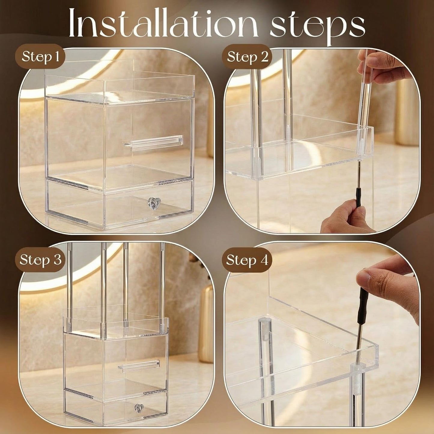 Qinyoung Four Layers Disposable Facial Towels Storage Box Compatible with Clean Towel XL (Excluding Facial Towels) Acrylic Container Clear Face Towel Holder Makeup Box Organizer