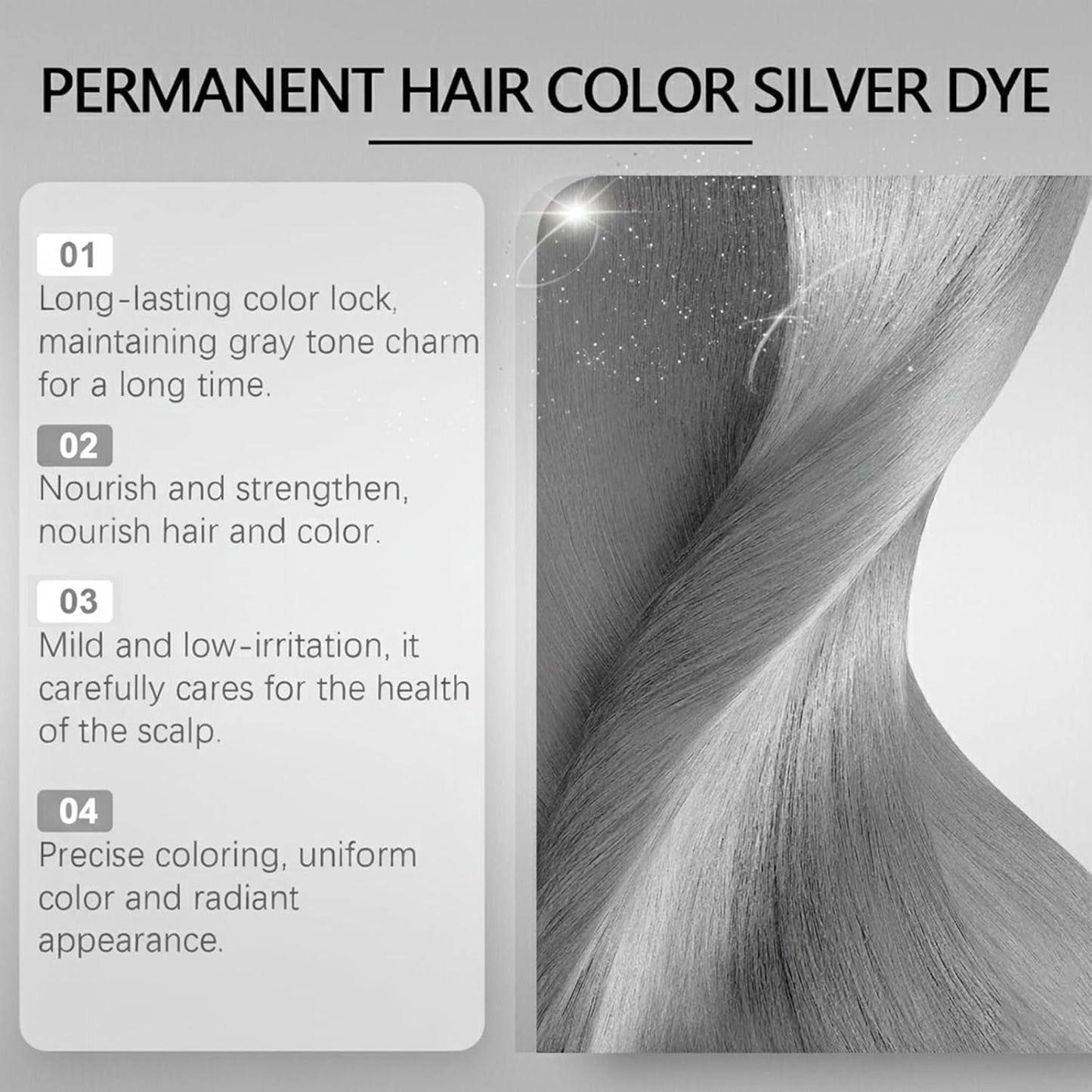 Silver Gray Hair Color Dye - Plant-Infused Nourishing Formula for Light Hair | 2 Pack of Vibrant, Long-Lasting Color