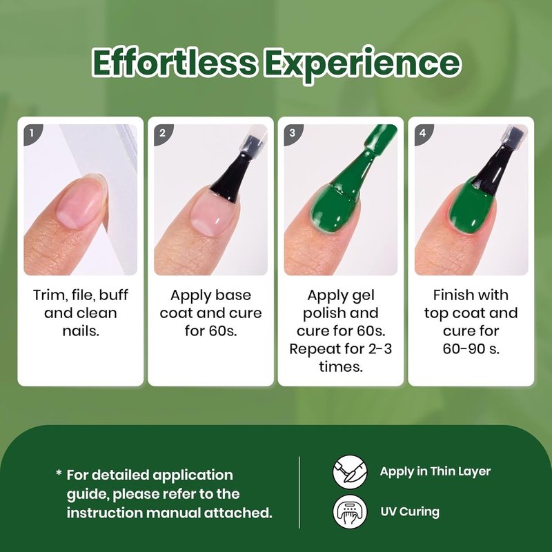 Beetles Green Gel Polish Set - 6 Pastel Green Nail Colors for Summer | Soak Off UV LED Manicure