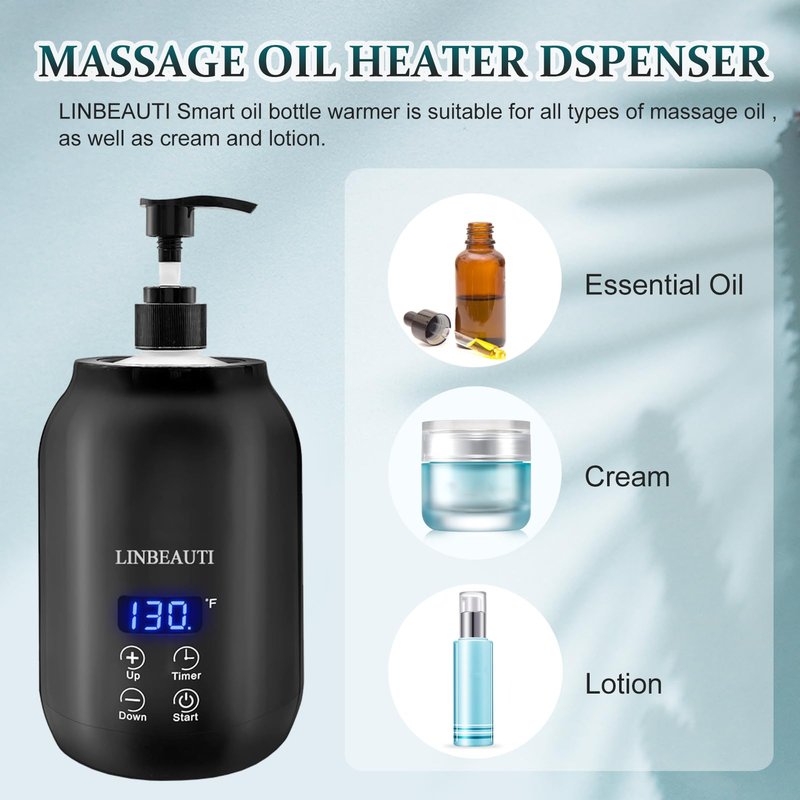 Massage Oil Warmer with Two Oil Bottle Dispenser, Lotion Bottle Warmer Dispenser Heater, Smart Touch Key Electric Warm Lotion Dispenser, Lube Gel Cream Warmer for Home Pro Salon Spa Massage