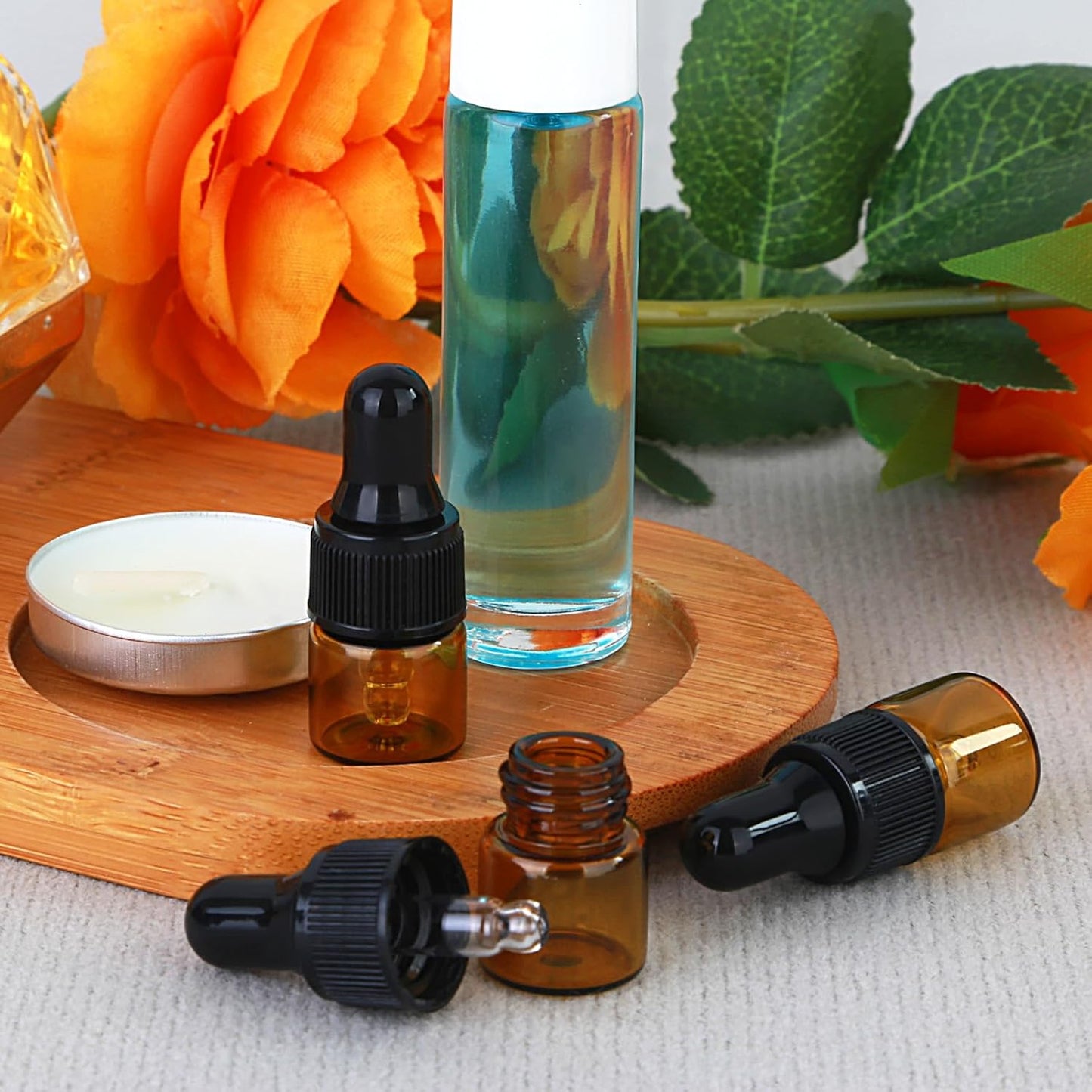 Amber Glass Dropper Bottles - 1ml Serum Travel Containers | Ideal for Essential Oils, Tinctures, & Cosmetics