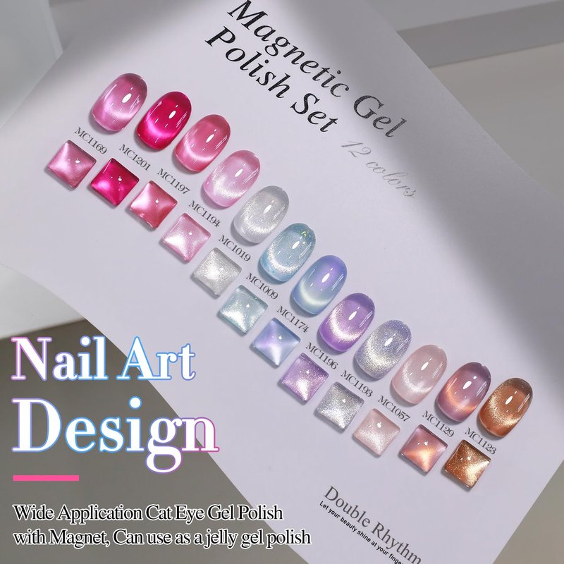 Double Rhythm 28Pcs 0.5Oz Cat Eye Gel Nail Polish Set Same Color Same Bottle Magnetic Gel Polish Kit Nail Art Manicure Salon DIY at Home (Silver Gold Red Black-T24-7)