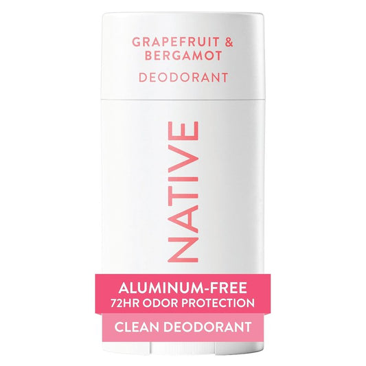 Native Deodorant - Aluminum-Free Grapefruit & Bergamot | 72-Hour Odor Control, 2.65oz for Men & Women