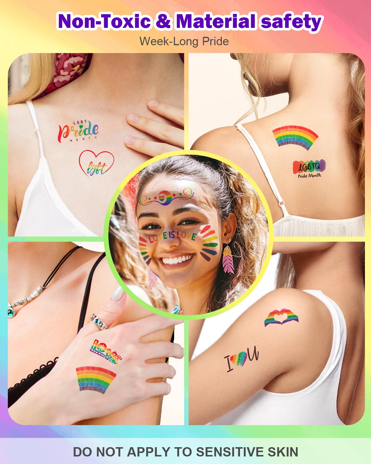 Pride Rainbow Face Paint Kit 2 Pack Pride Face Paint Sticks, 12 Pride Temporary Tattoos, 100+PCS Pride Stickers for Gay Pride Parade, Pride Day and Party Cosplay, LGBTQ Celebrations