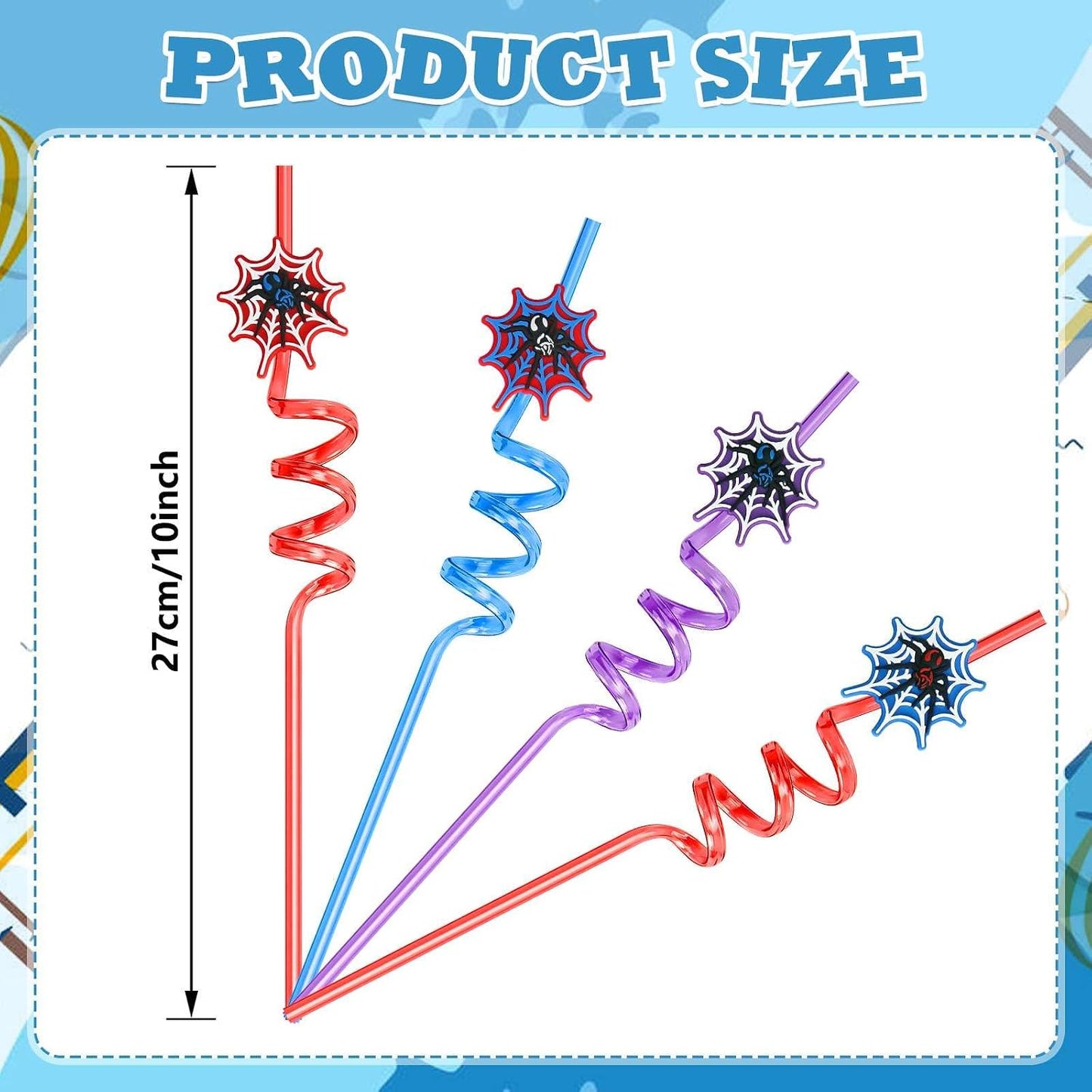Spider Web Straws - Superhero Theme Party Favors | Plastic Silly Straws for Birthday Goodie Bags & Decorations