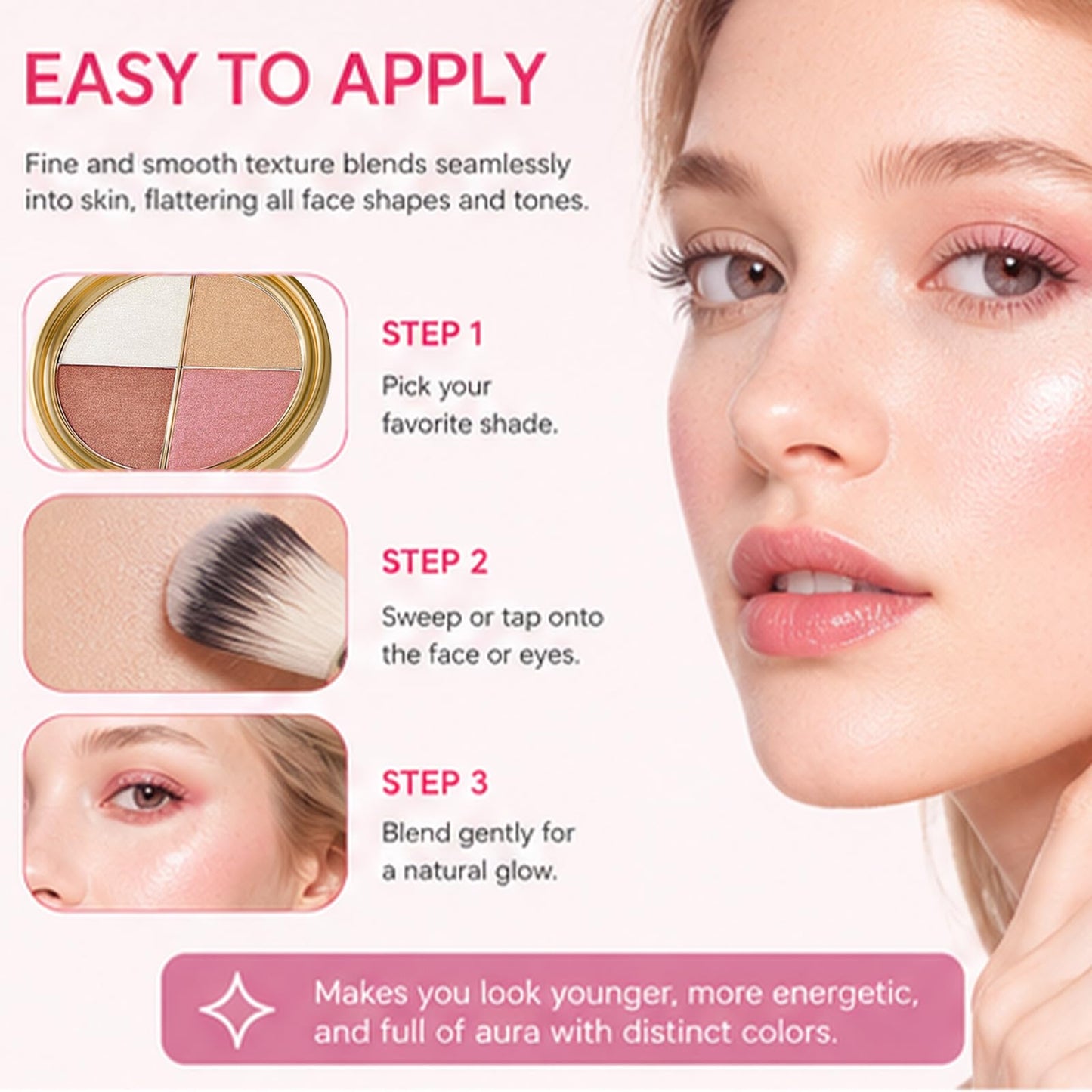 Dulele Eye & Cheek Palette, 4-in-1 Eyeshadow Blush & Highlighter Makeup Kit