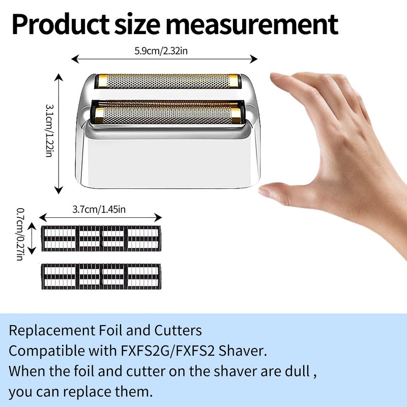 1 Pack Professional Replacement Foil and Cutters for BaBylissPRO Barberology Double Foil Shaver, Compatible with BaBylissPRO Barberology FXFS2 Shaver，Silver