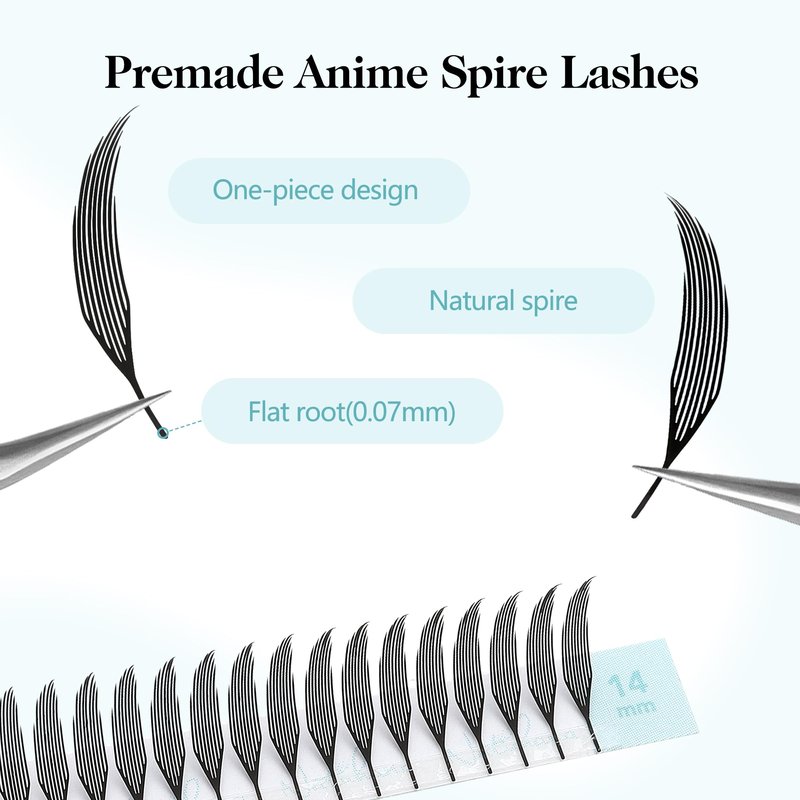 Natuhana Premade Anime Spire Lash Extensions Feather Shape Manga Individual Lashes Soft Volume Black Spikes Fans Eyelashes for Salon Use(0.07 D,8-13mm)