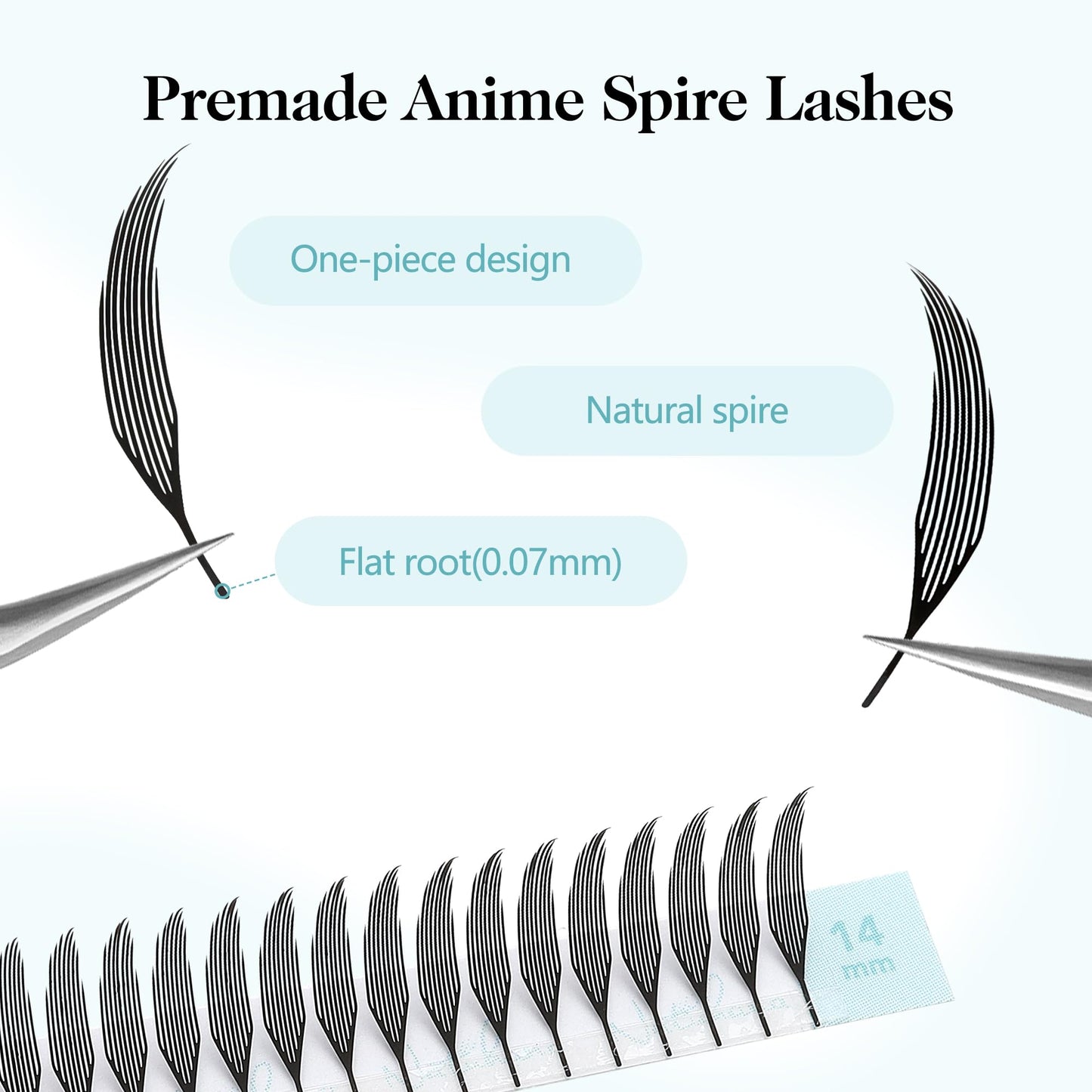 Natuhana Premade Anime Spire Lash Extensions Feather Shape Manga Individual Lashes Soft Volume Black Spikes Fans Eyelashes for Salon Use(0.07 D,9-15mm)