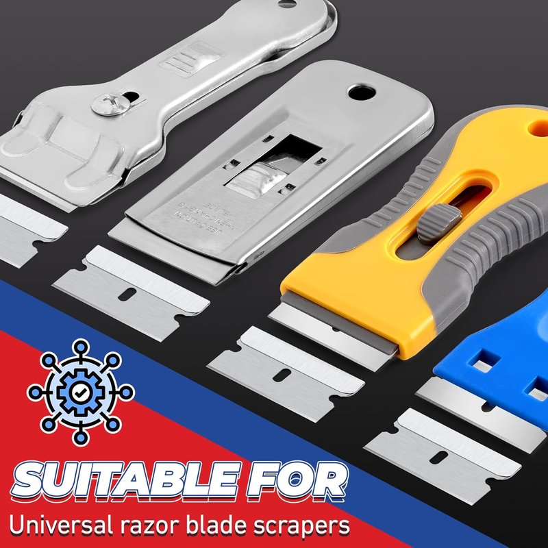 Single Edge Razor Blades - 100 High Carbon Steel Blades for Utility Knife & Scraper | Heavy Duty, Ideal for Removing Decals & Stickers