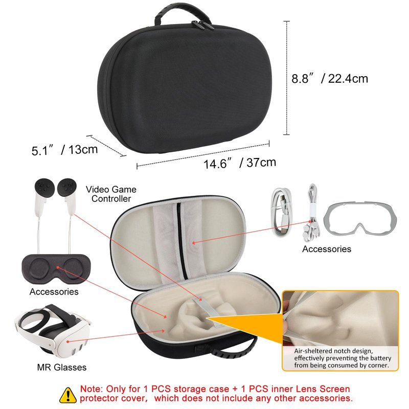 XINGFUDAO Hard Carrying Case Compatible with Meta Quest 3/3S/Pico 4 Ultra, Suitable for Official Original Strap/Elite Strap and Other Accessories, Travel Storage Case