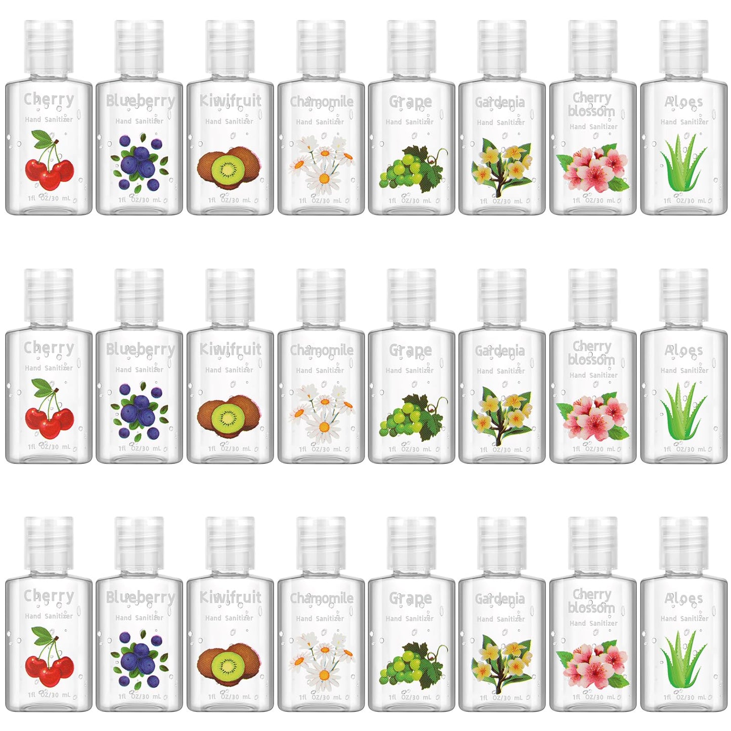 Frienda 24 Pcs Scented Mini Hand Sanitizers Bulk 1 Fl oz Travel Size Hand Sanitizer Assorted Floral Fruit Scents Teacher Appreciation Gifts for Teacher Nurse Coworker Staff Office Thank You Gifts