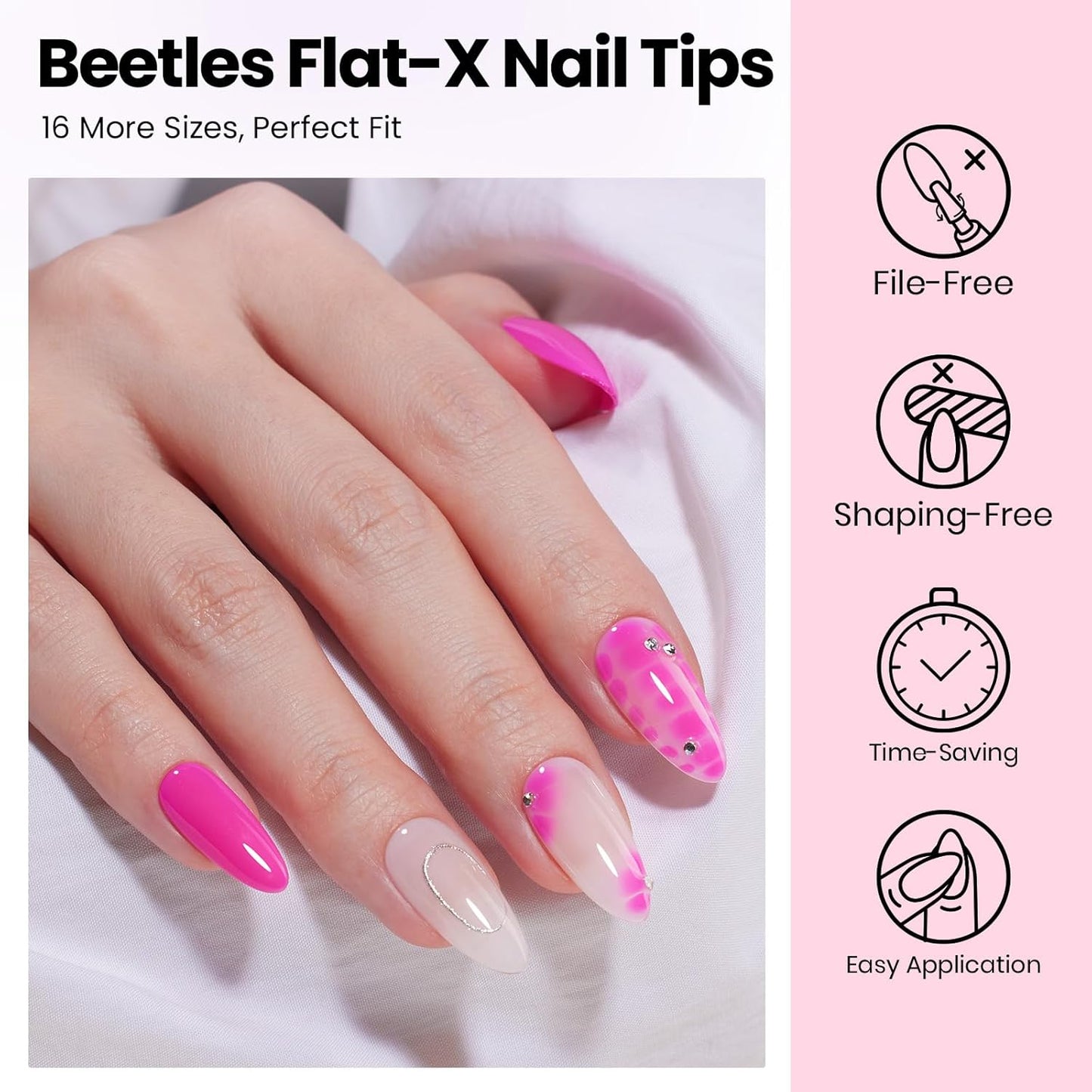 Beetles Gel Nail Kit - Almond Medium 320pcs Nail Tips & Mini Lamp | DIY Acrylic Press-On Nails at Home