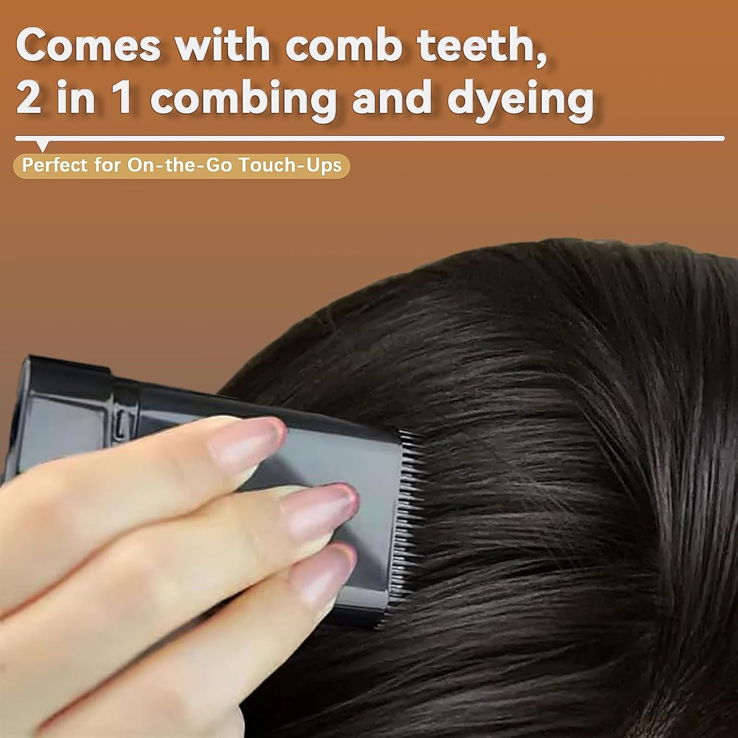 Instant Hair Color Stick & Comb - 2-in-1 Portable Touch-Up for Gray Hair Coverage | Waterproof, Quick Root Dye (Black)